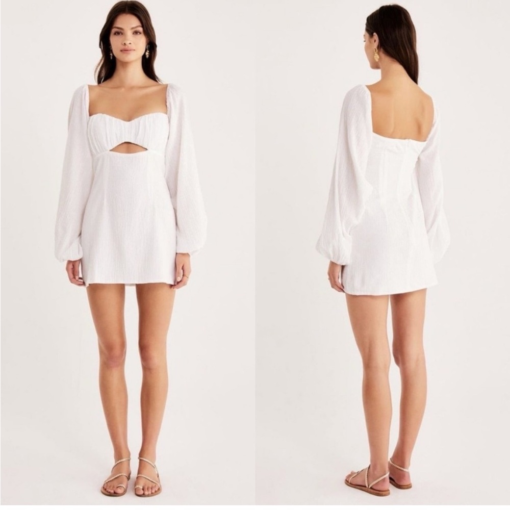 NWT $239 Revolve Rumer The Label Camille White 100% Cotton Mini Dress Size Large